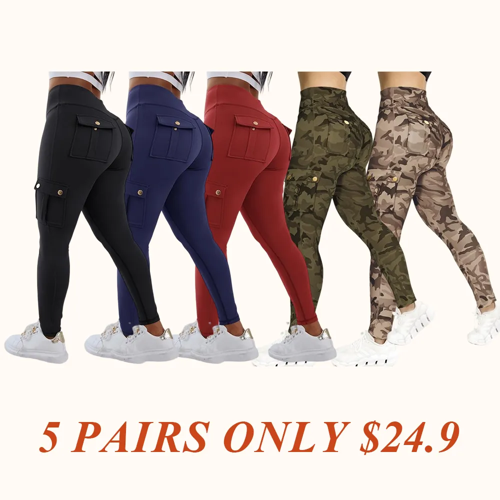 Womens Butt Lifting Leggings with Flap Pockets High