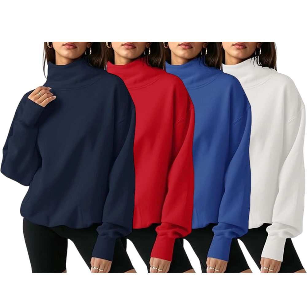 2026 Women's Oversized Turtleneck Sweatshirt Long Sleeve Pullover