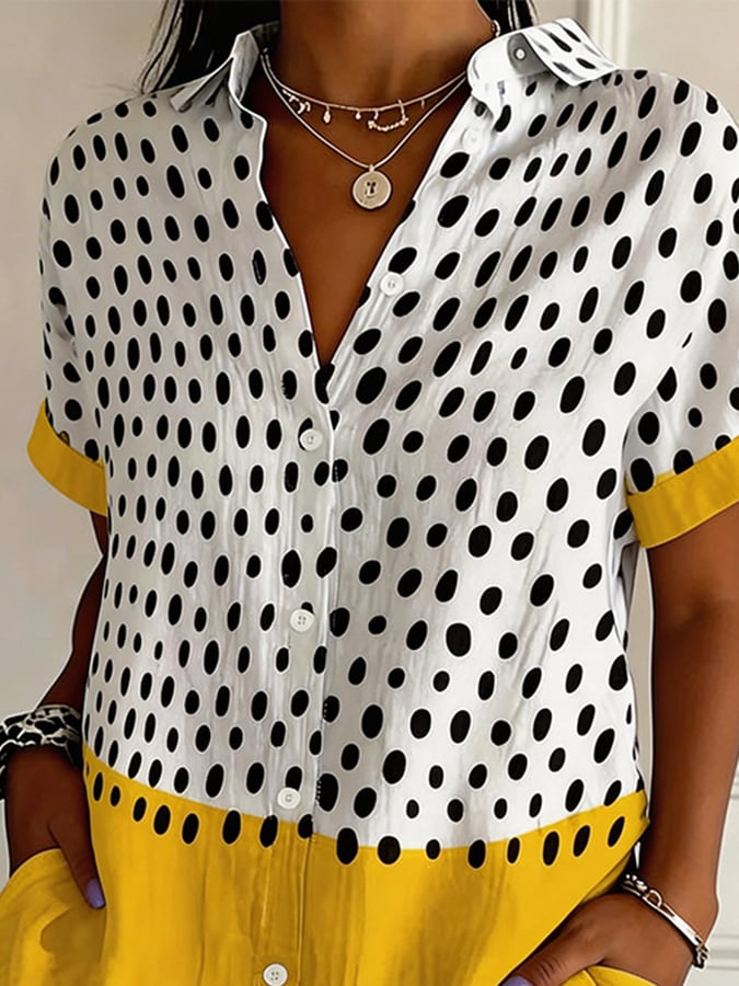 Women's Casual Collared Striped Print Shirt- Fast Shipping