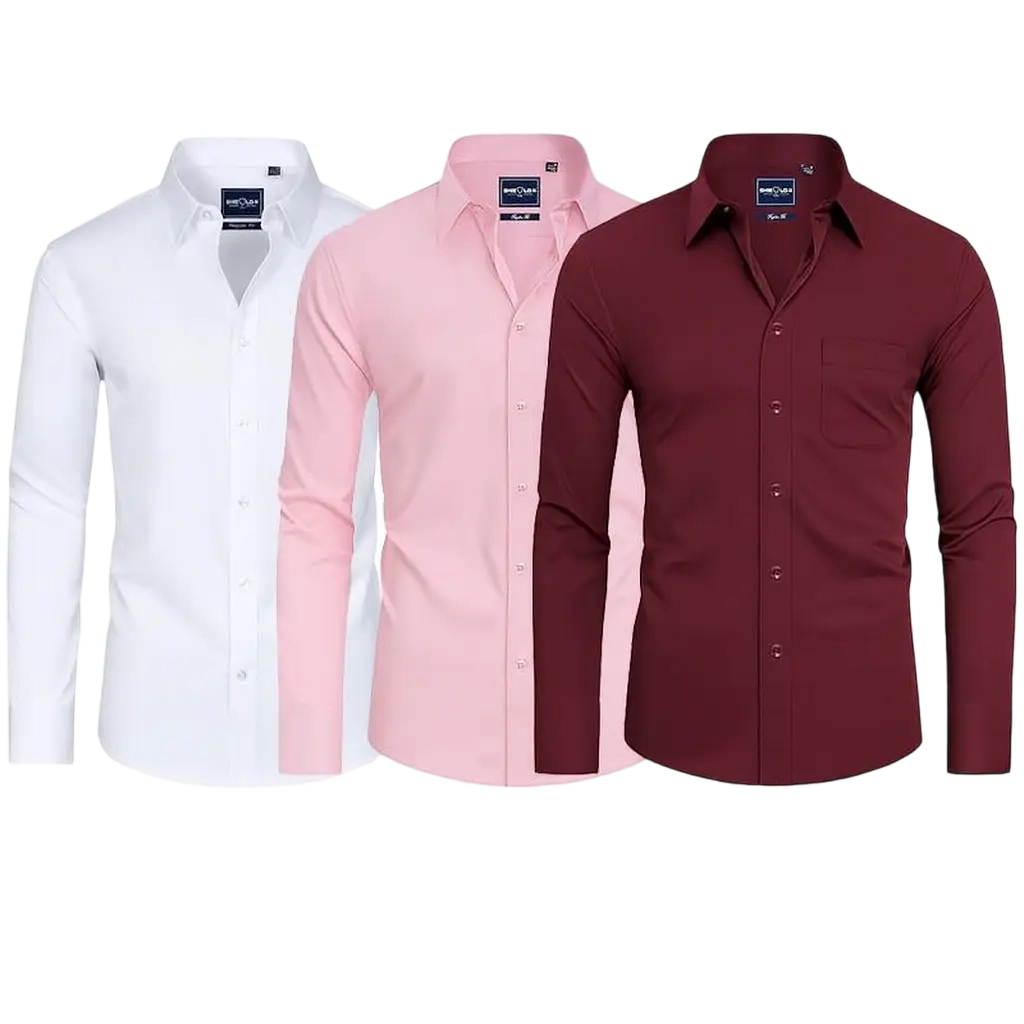 Men's Stain Sheild Business Casual Dress Shirts - Slim Fit Long Sleeve Button Down Shirt
