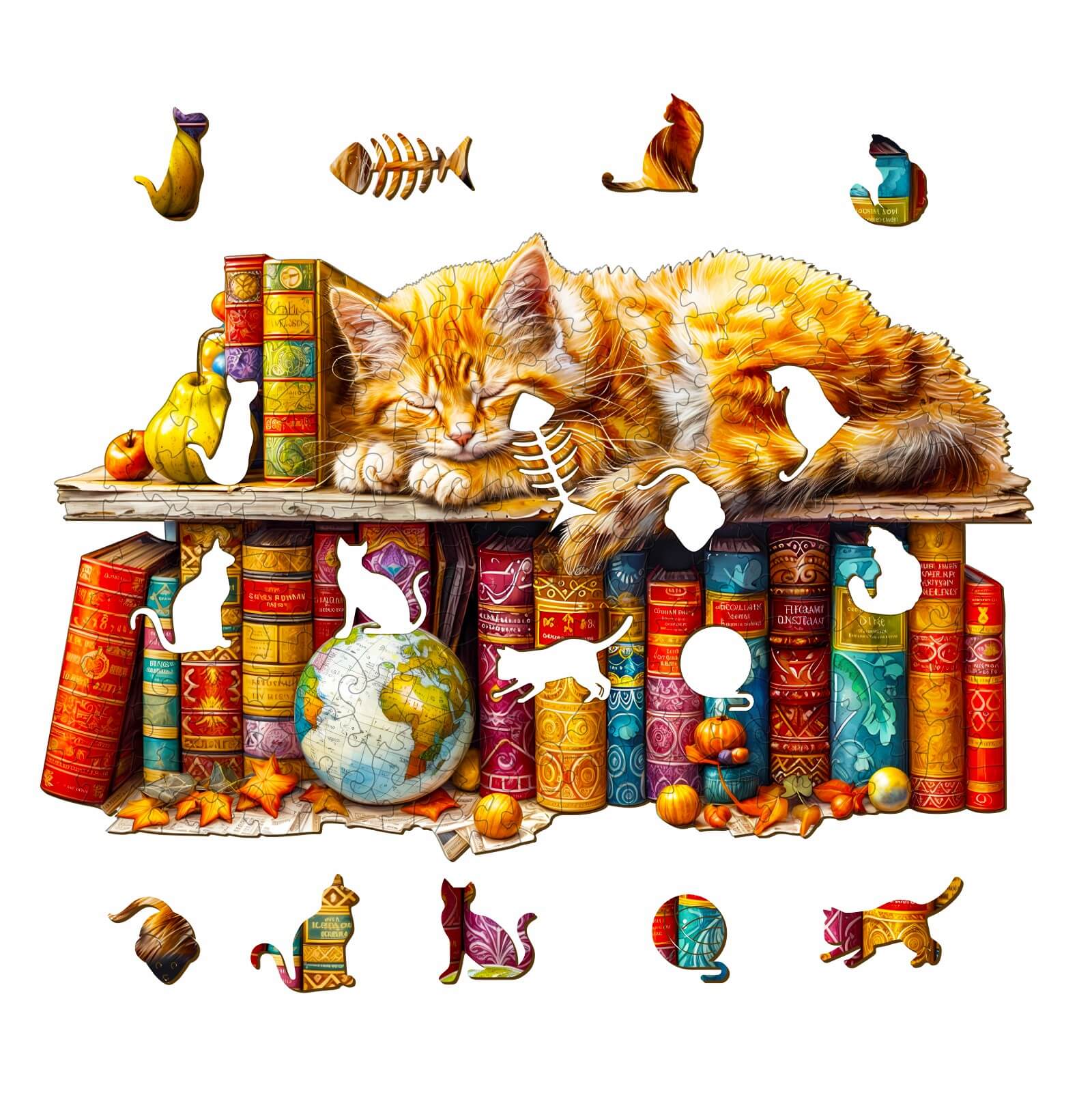 Dreamy Tabby Cat Wooden Jigsaw Puzzle