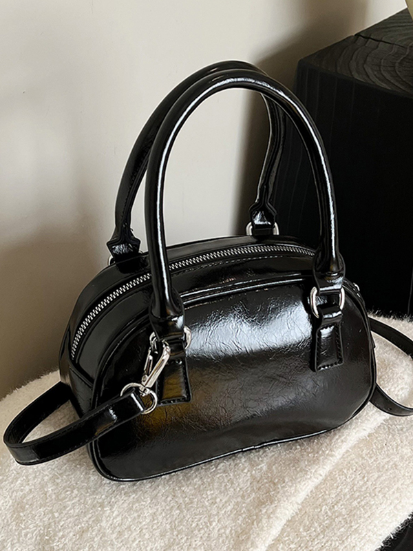 Geometric Solid Color Zipper Handbags Crossbody Bags