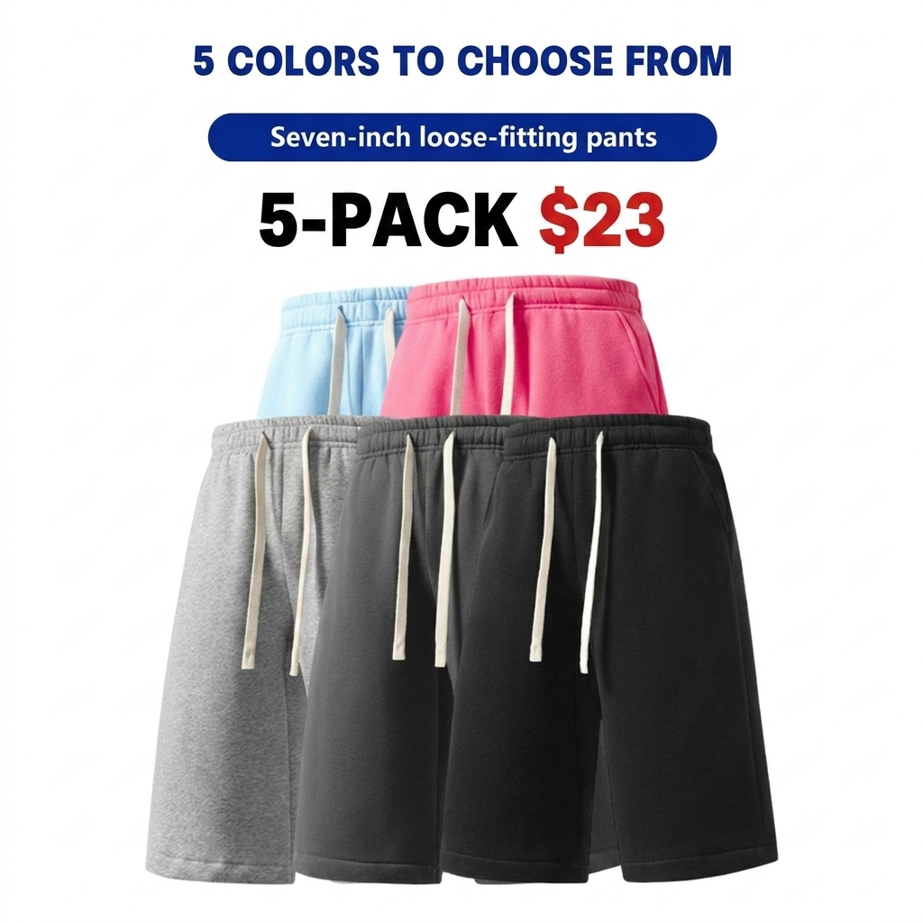 Men's Solid Pocket Waist Shorts, Lightweight Breathable Shorts