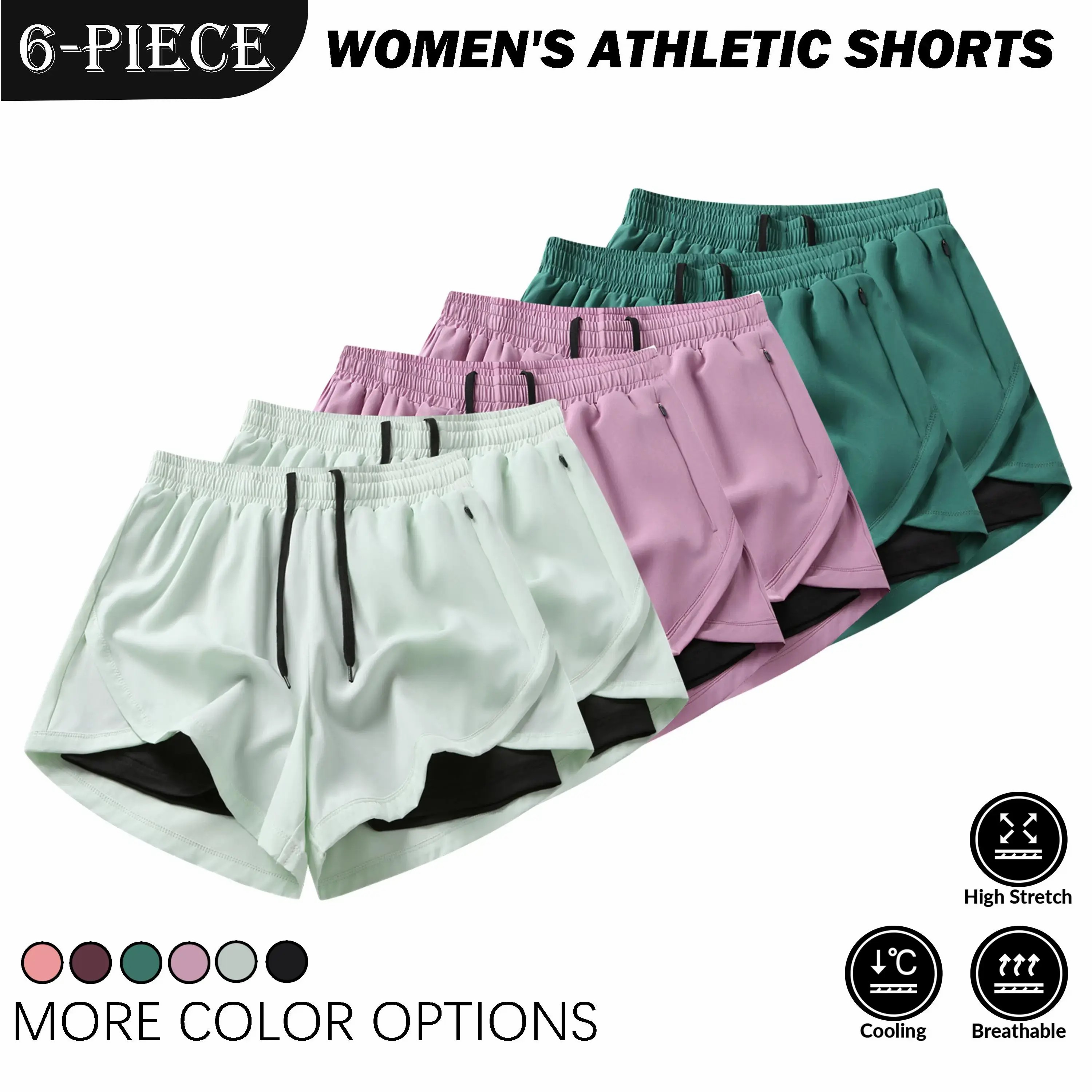 Women's 6-Pack Quick Dry Sports Shorts – Breathable Anti-Exposure Activewear