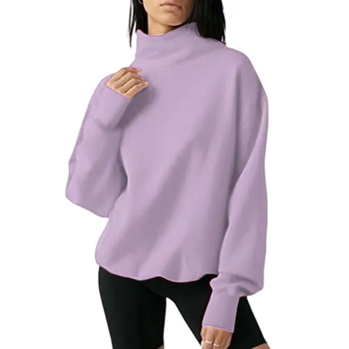 Women's Oversized Turtleneck Sweatshirt Long Sleeve Pullover Casual Tops