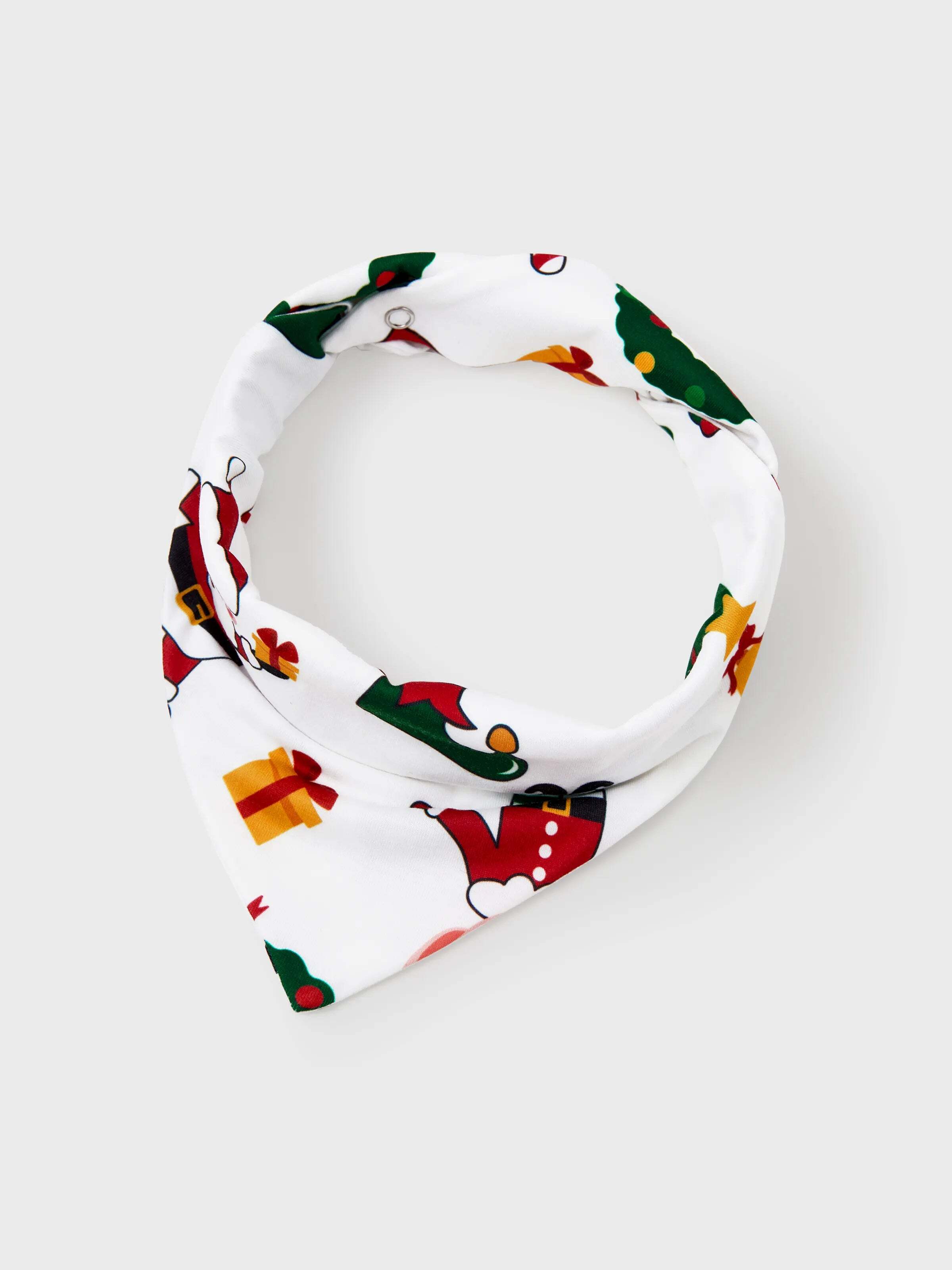 Christmas Matching Family Pajamas Set Santa Claus and Christmas Tree Print Long-sleeve PJS with Christmas Socks White