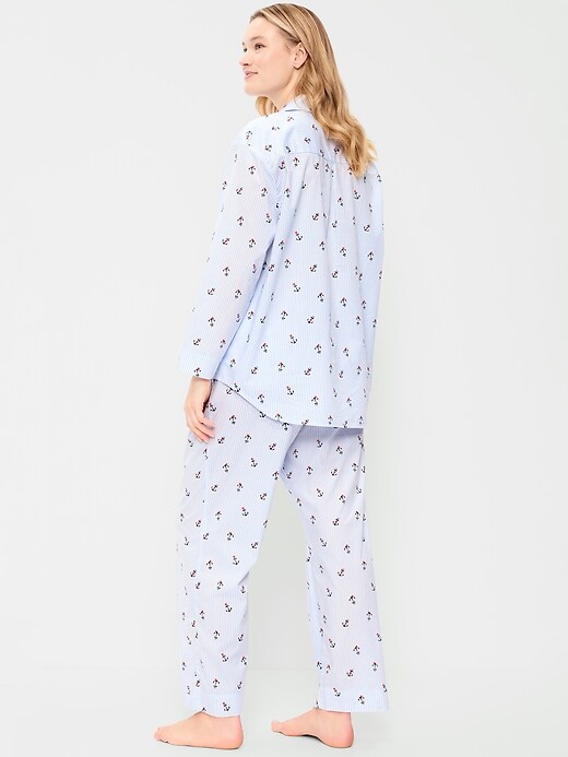 Poplin Pajama Pant Set Anchor Stripe
