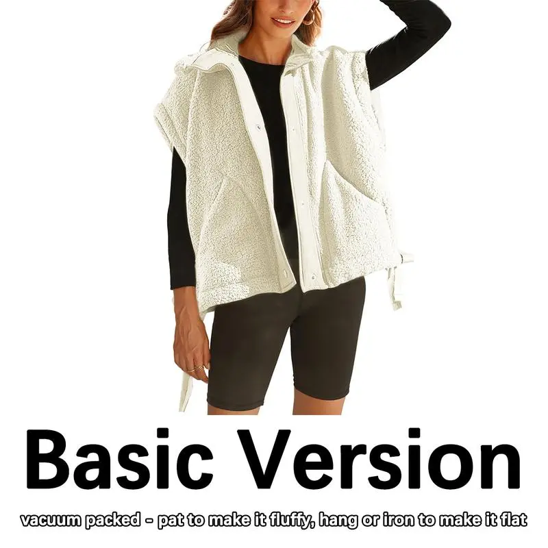 Women's Warm Fleece Vest Casual Sleeveless Button Down Sherpa Jacket