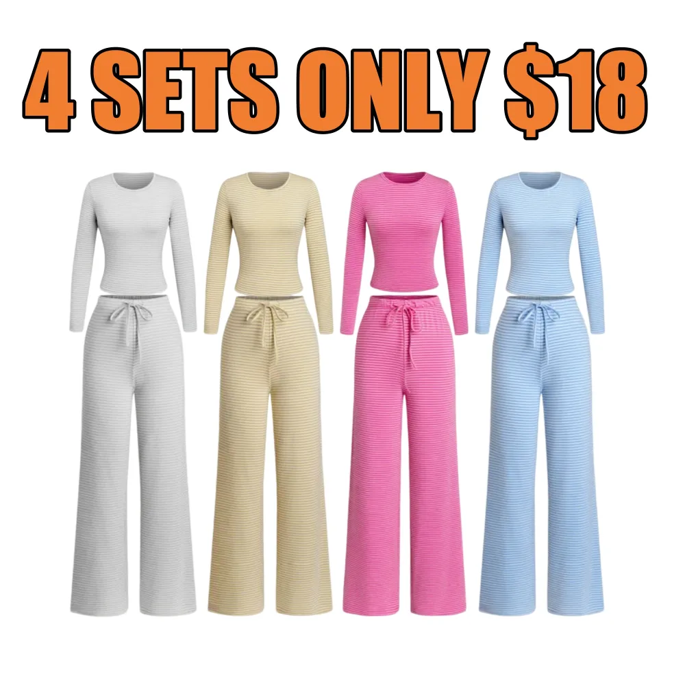 Women's Casual Striped Top & Pants Set