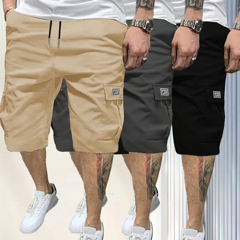 Men's Multi-Pocket Cargo Shorts Casual Streetwear Set