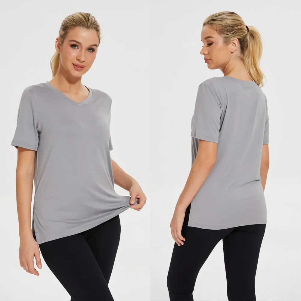 Women's Plus Size Short/Long Sleeve T-Shirts - ‌Lightweight Casual V-Neck Tops for Fall, ‌Breathable Loose Fit‌
