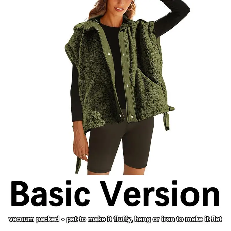 Women's Warm Fleece Vest Casual Sleeveless Button Down Sherpa Jacket