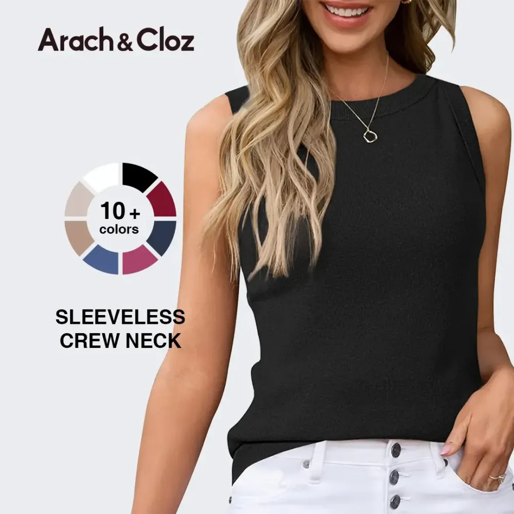 Womens Tank Tops Spring Summer Sleeveless Crew Neck Soft Sweater