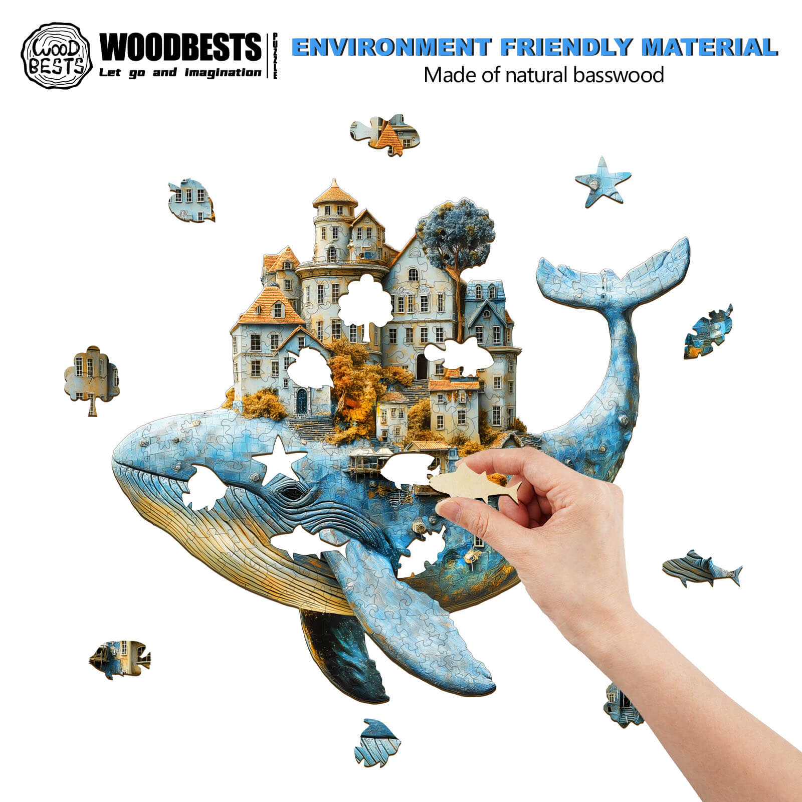 3D Whale City Wooden Jigsaw Puzzle