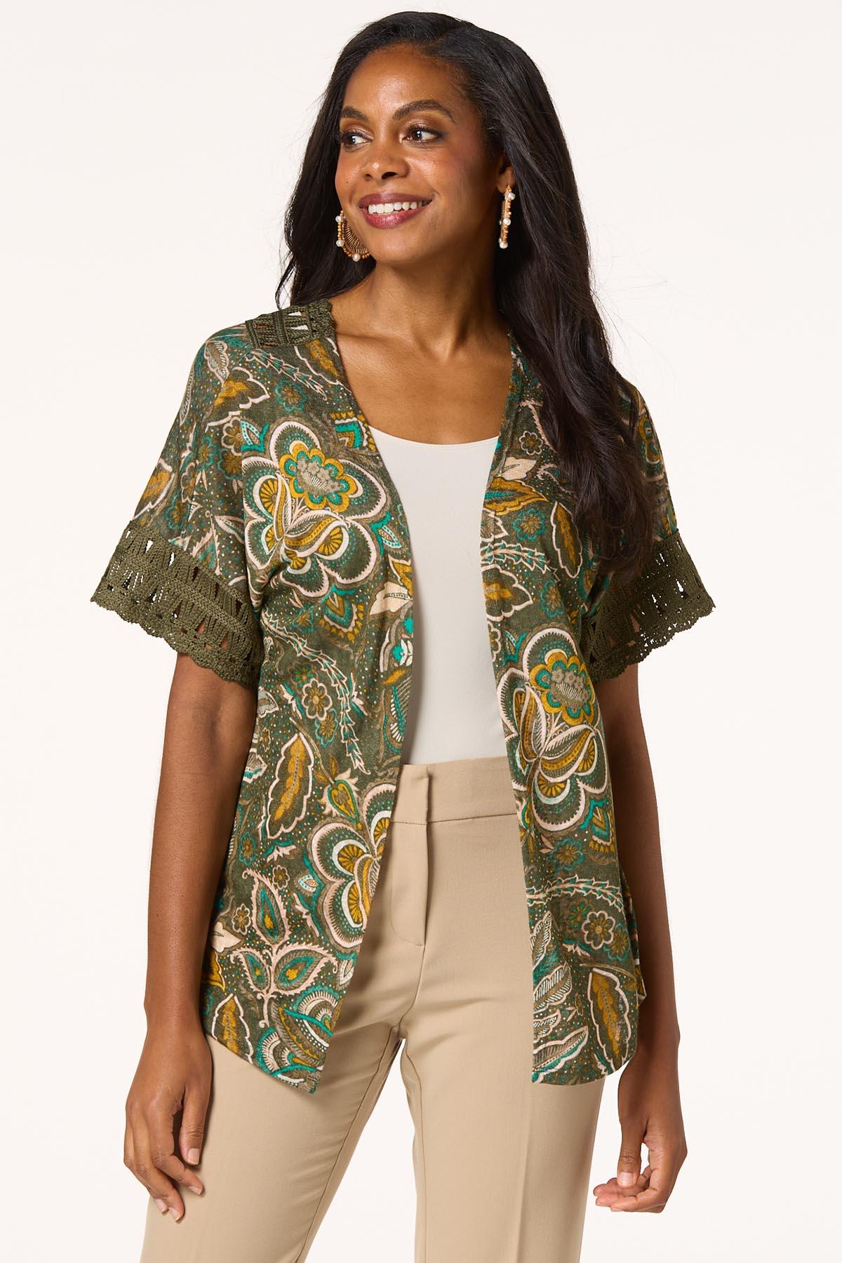 Floral Macrame Trim Cardigan