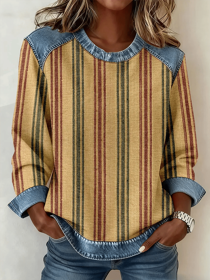 Women'S Casual Round Neck Printed Pullover Sweatshirt