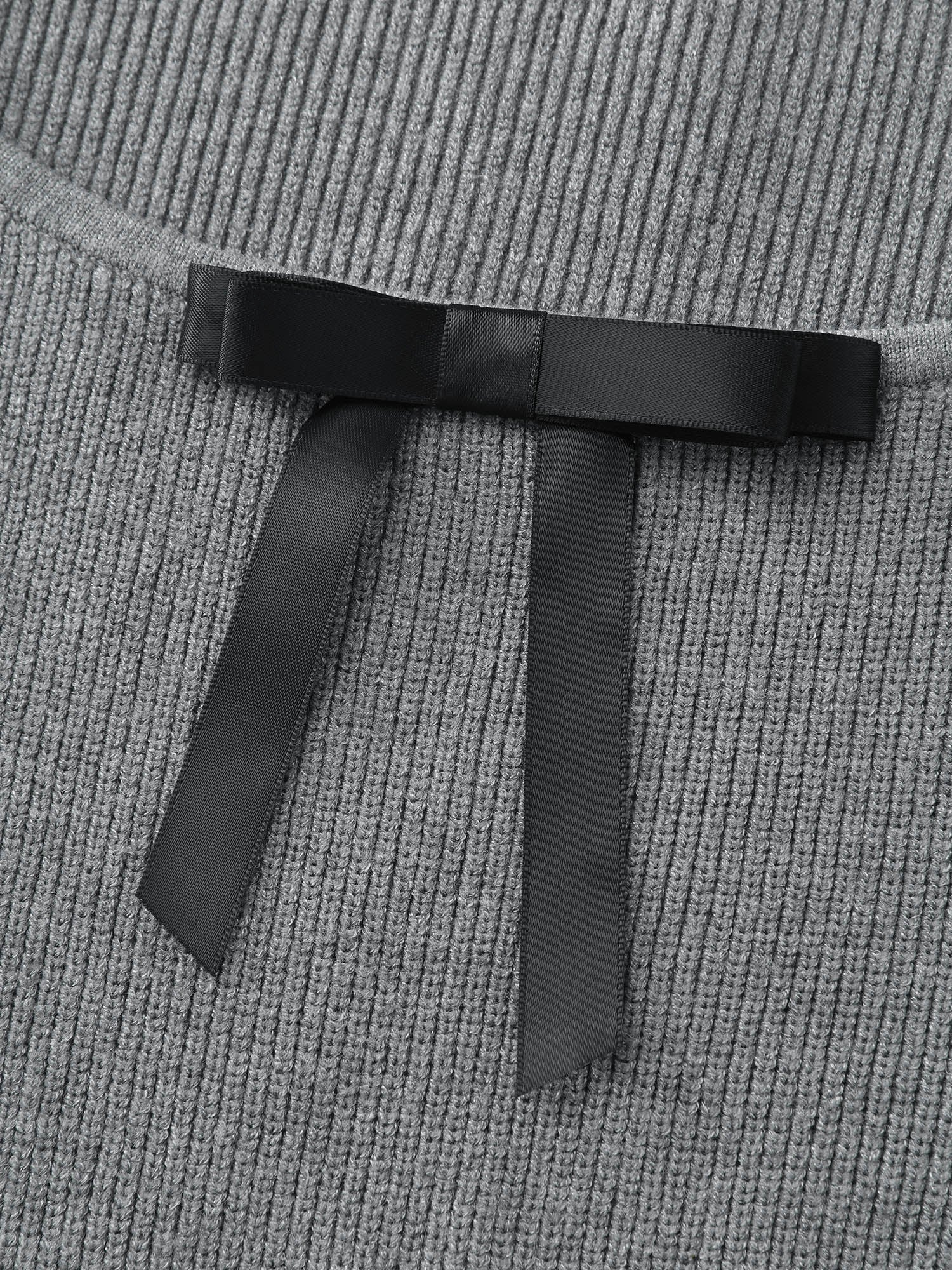 Bowknot Neckline Cinched-Waist A-Line Sweater Dress