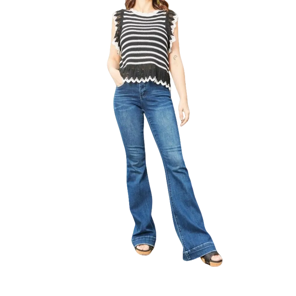 Mid-Rise Tummy Control Flare Denim Fit Jean Womenswear Bottom