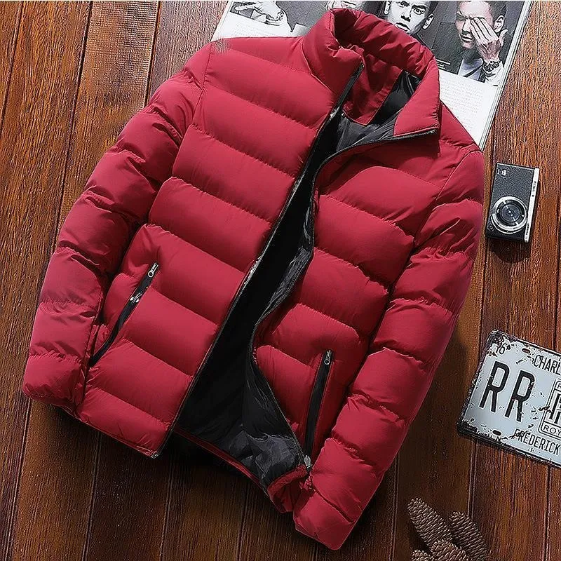 Autumn Winter Thickened Sports Cotton Jacket Men Stand Collar Cardigan Outdoor Cotton Coat