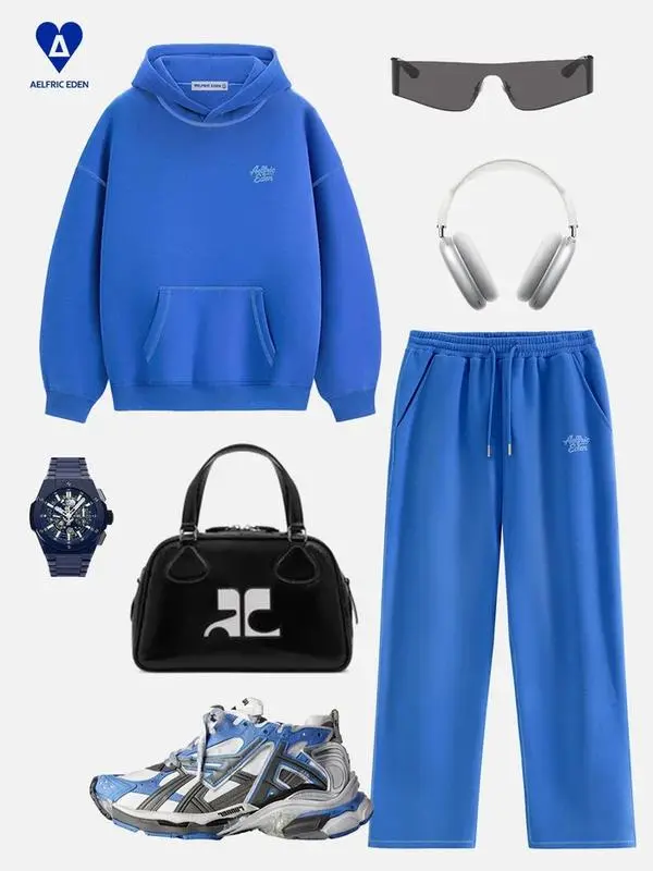 AELFRIC EDEN Cloud Classic Unisex 2 Piece Set Oversized Hoodie & Baggy Sweatpants Y2K Lounge Sweatsuit