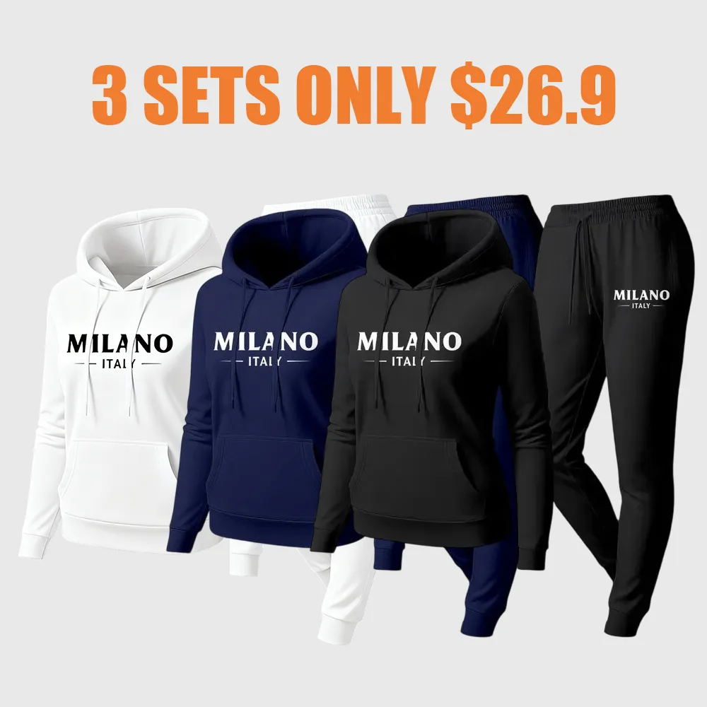Women's Milan city print hoodie and drawstring track pants set