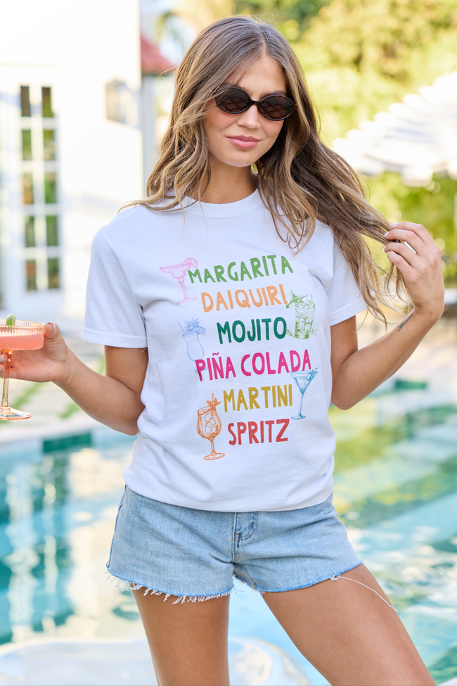 Drink List White Graphic Tee