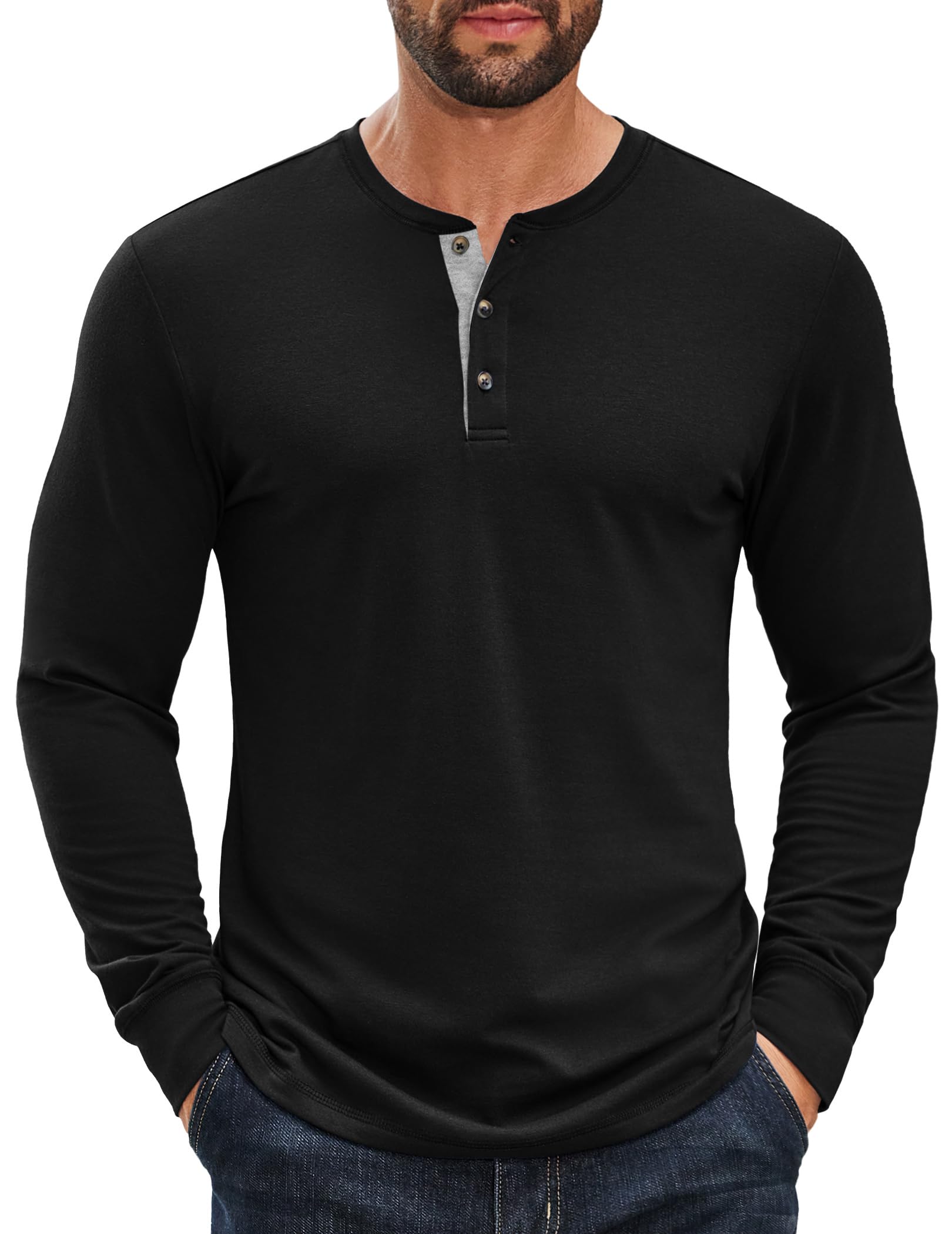 Men’s Classic Cotton Henley Long Sleeve