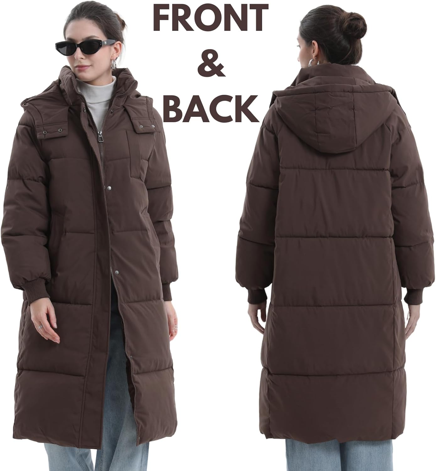 Long Puffer Jacket for Women,2024 Thickened Winter Coat Hooded with Deep Pockets, Ladies Warm Winter Jacket