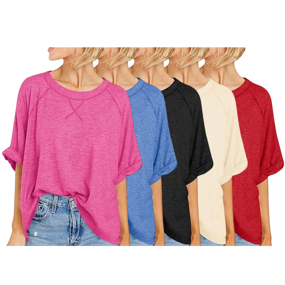 Womens Oversized Tshirts Casual Summer Tops Short Sleeve Loose Fit Tunic T Shirts