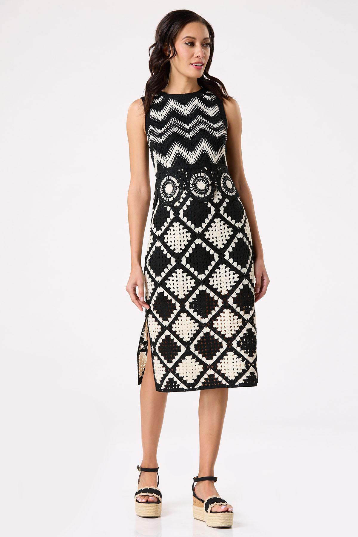 Crochet Mix Midi Dress