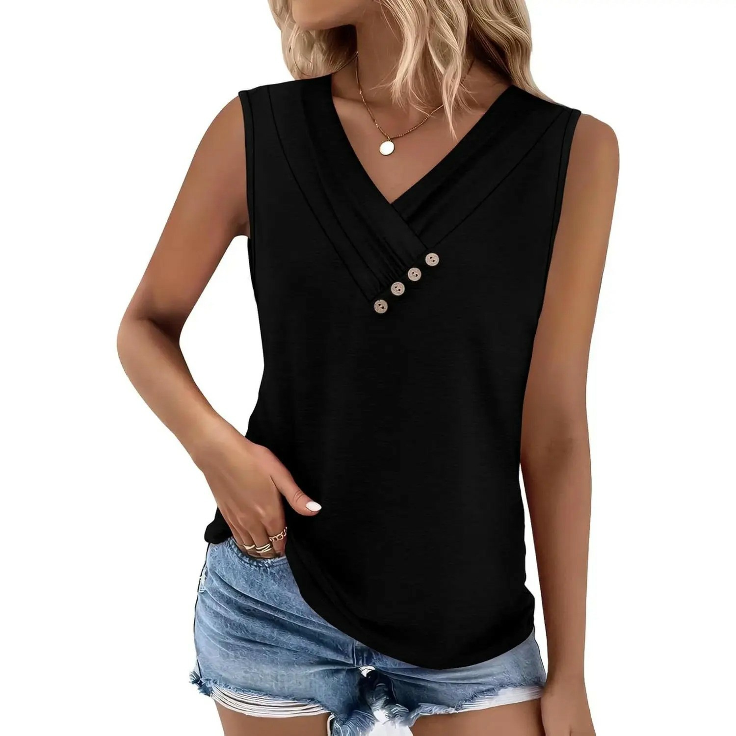 ✨✨Women’s V-Neck Button Front Tank Top