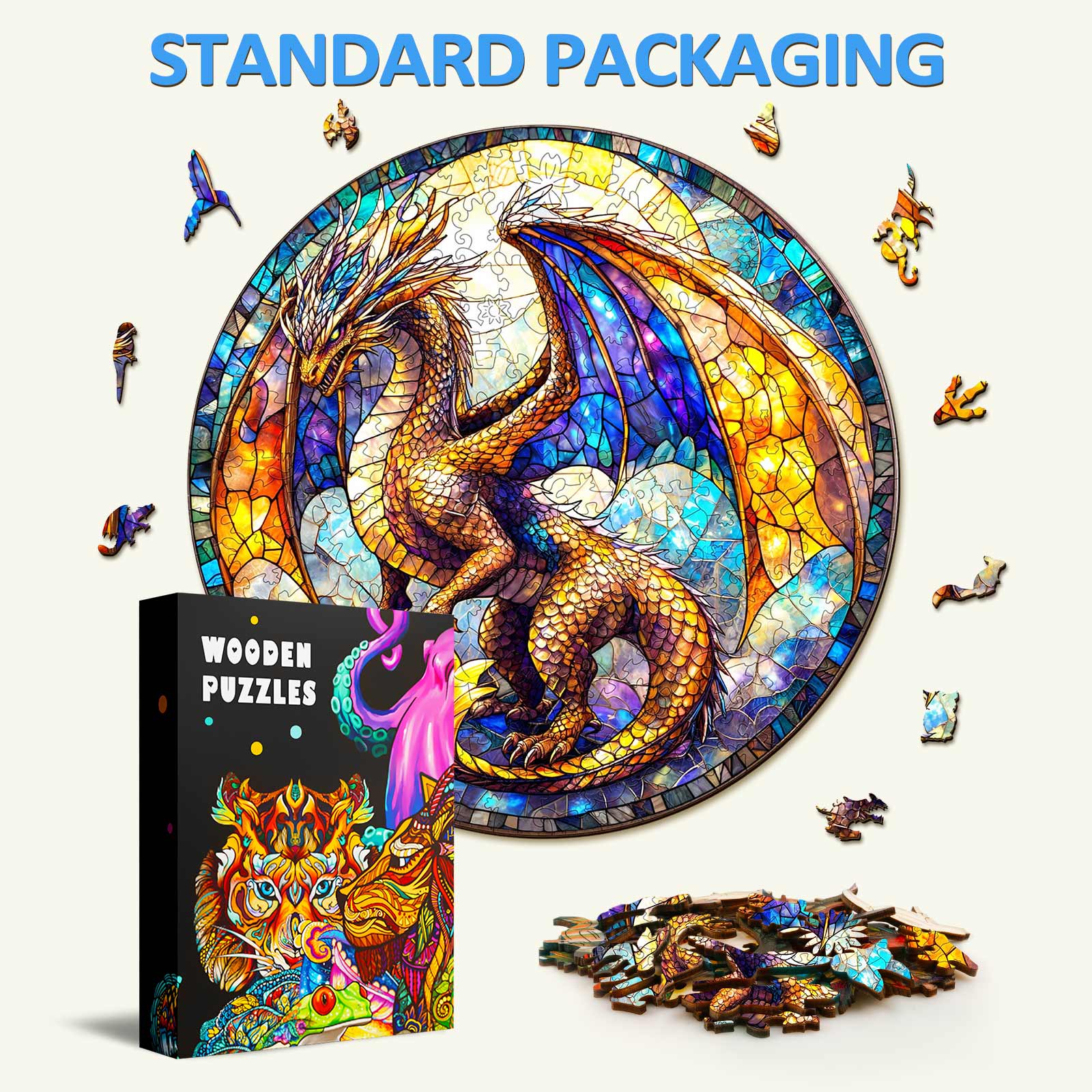 Stained Glass Dragon-2 Wooden Jigsaw Puzzle