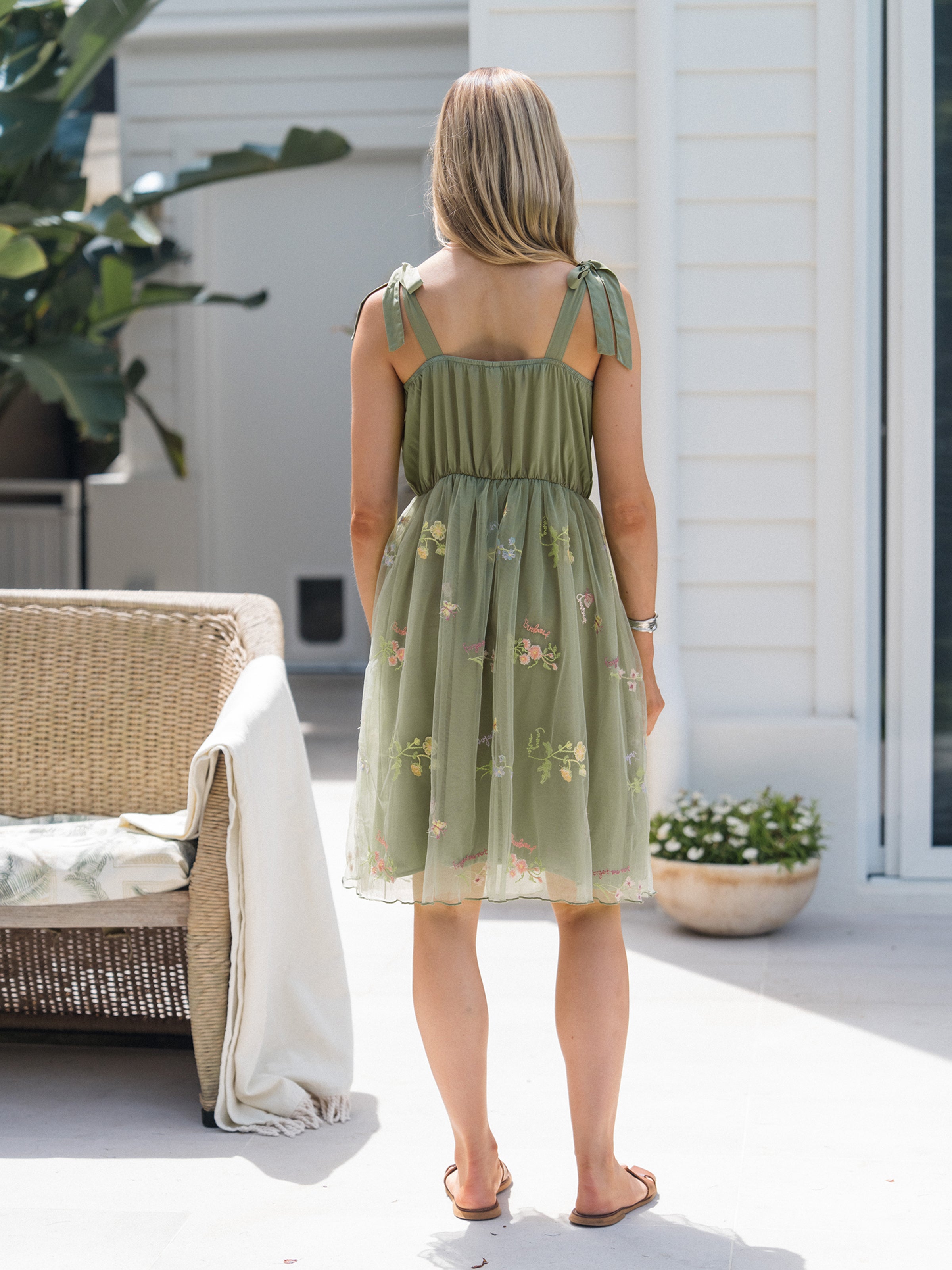 Family Matching Polo Collar Short-sleeve Shirt or V-neck Strappy Mesh Dress  Green