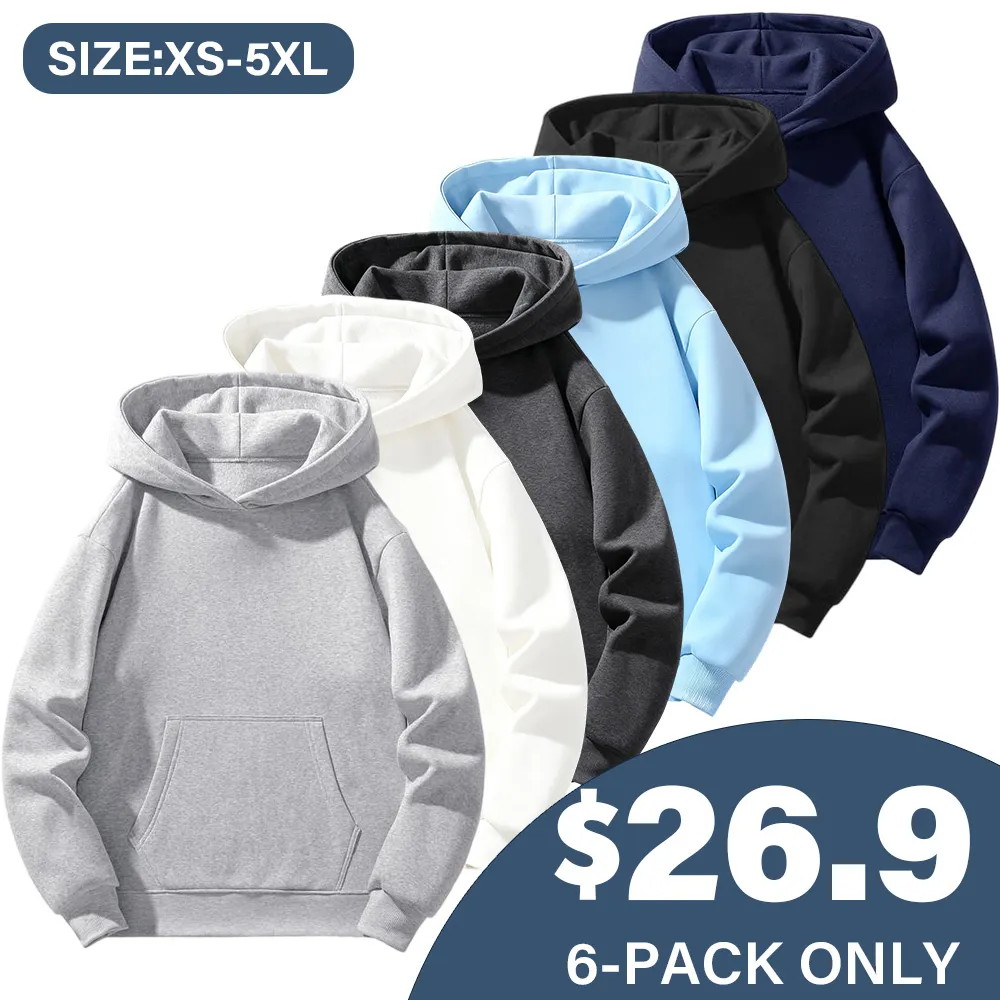 Men's solid color basic hooded sweatshirt