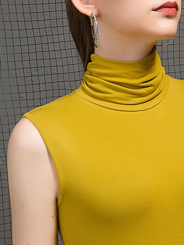 Stylish Selection Sleeveless Solid Color High-Neck Vest Top