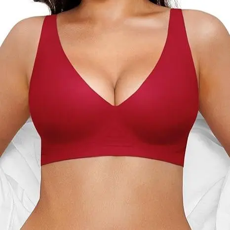 Jelly Wireless Womens Comfortable Wireless Bras Push Up Bralettes Seamless Tshirts Bras Deep V Everyday Bras