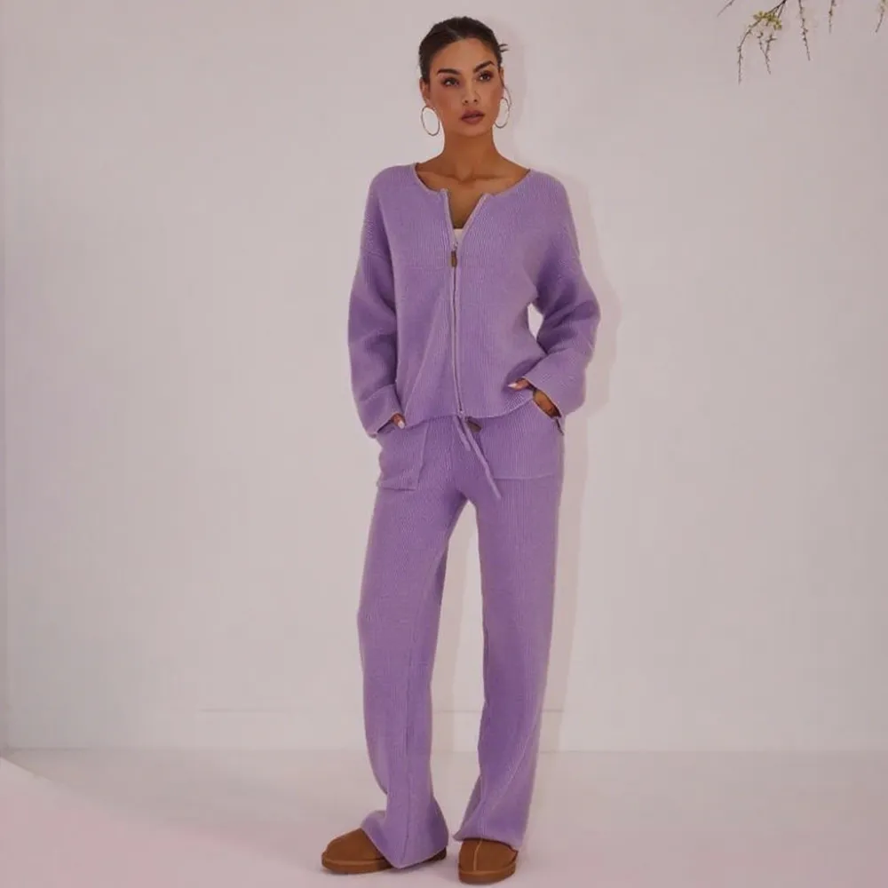 Women's Oversized Knit Sweater & Wide-Leg Pants Set