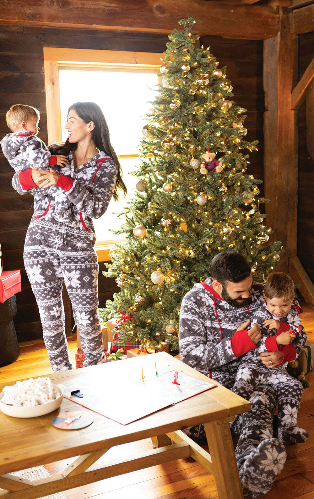 Nordic Fleece Hoodie-Footie Matching Family Pajamas