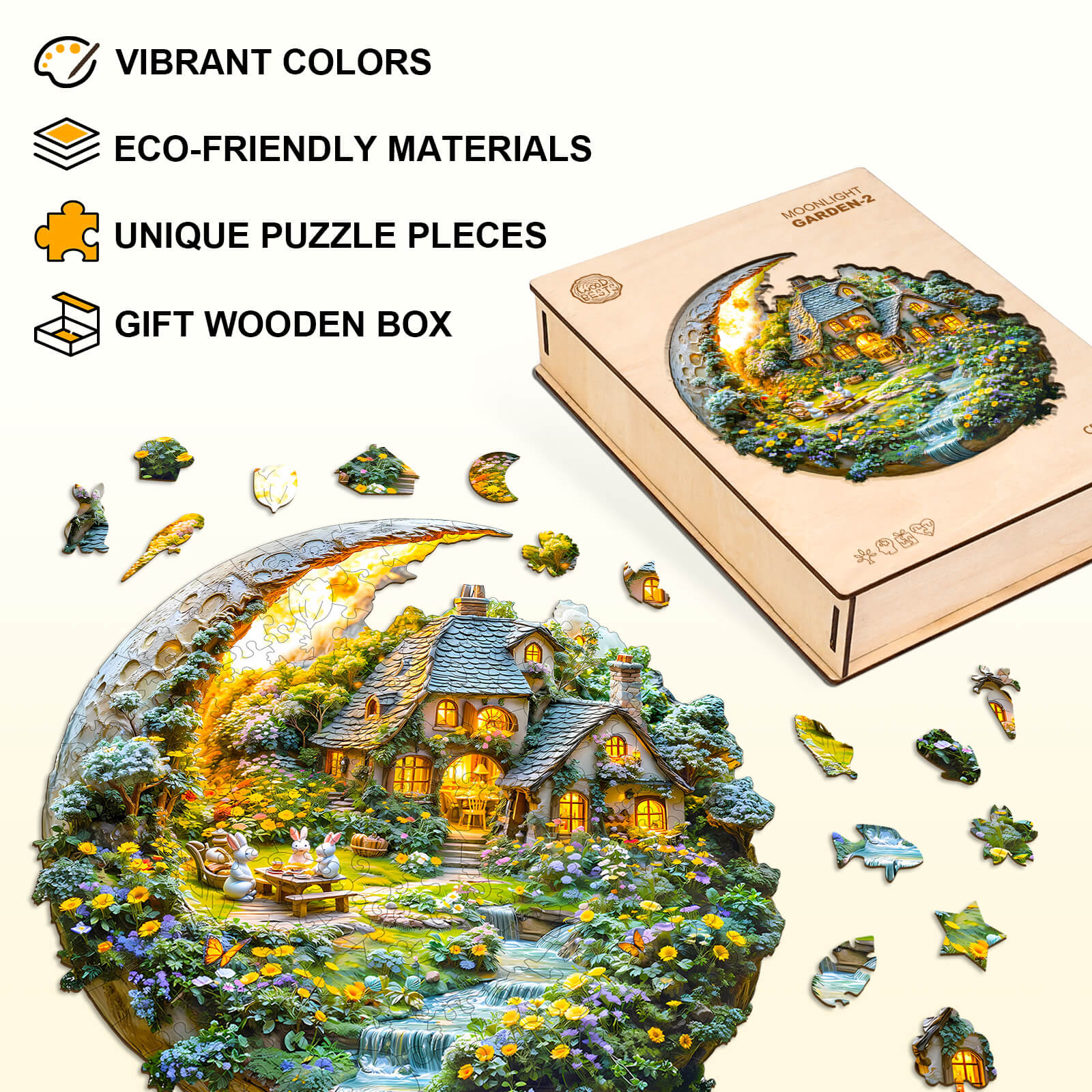 Moonlight Garden-2 Wooden Jigsaw Puzzle
