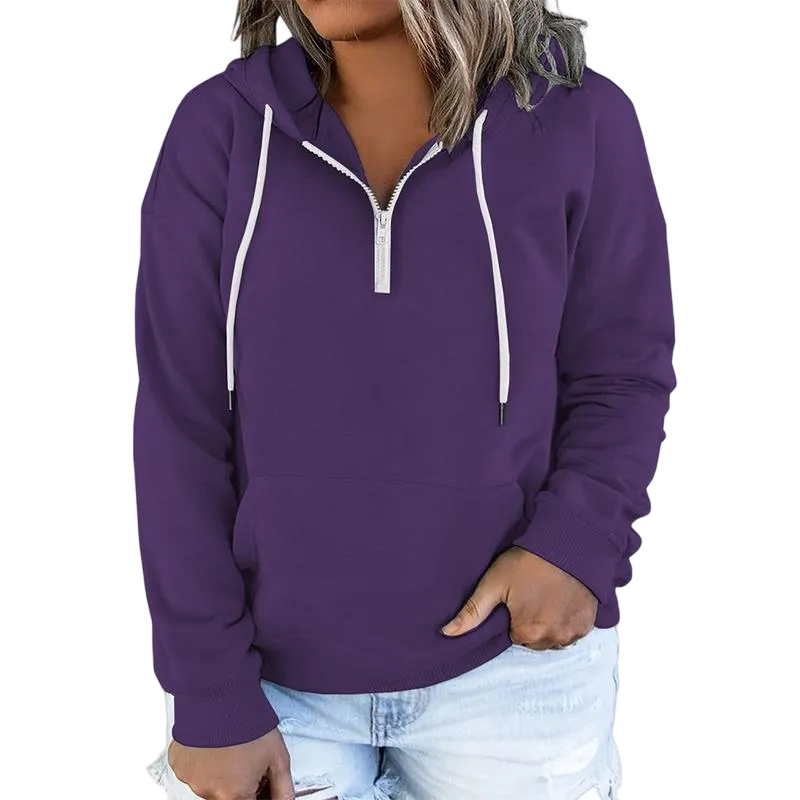 Women's Plus Size Hoodies Quarter Zip-Up Sweatshirts