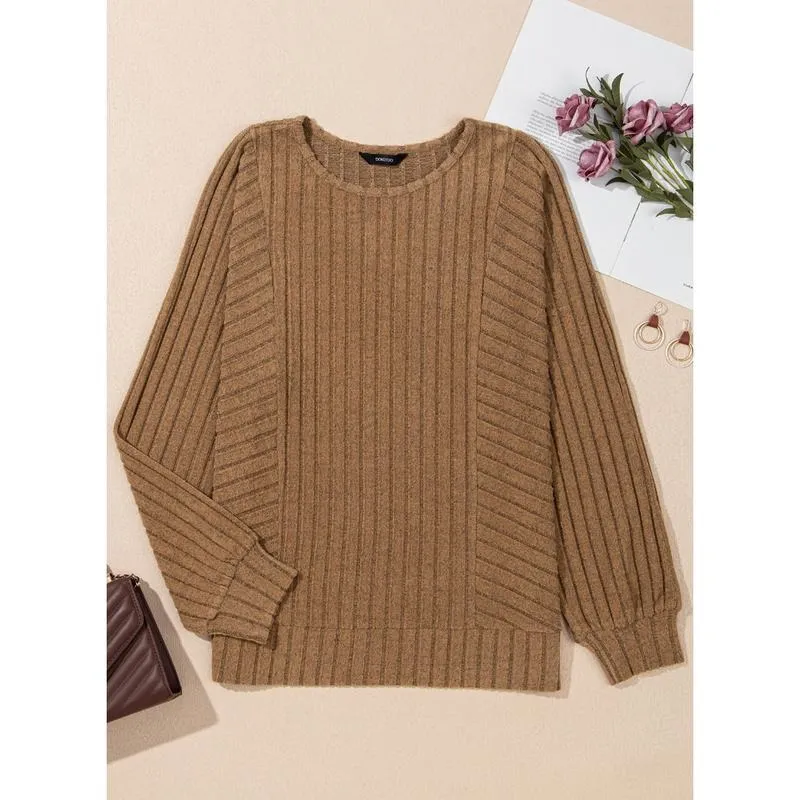 Womens Soft Long Sleeve Crewneck Shirts Fall Casual Loose Fit Knit Tops Blouses