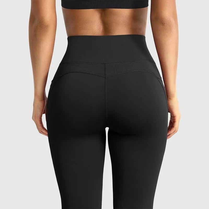 Women Workout Flare High Waist Butt Lifting Casual Soft Leg Flared Bottoms with Pockets