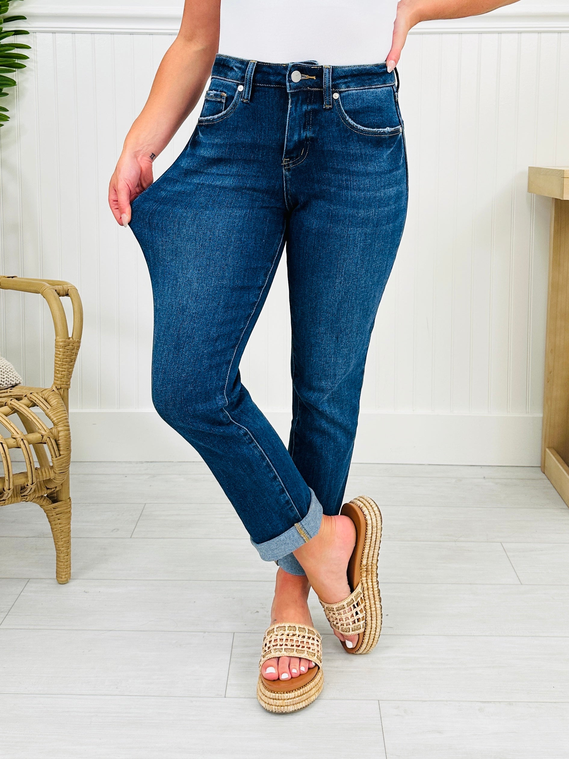 One Hundred Percent Chance Tummy Control Mom Jeans