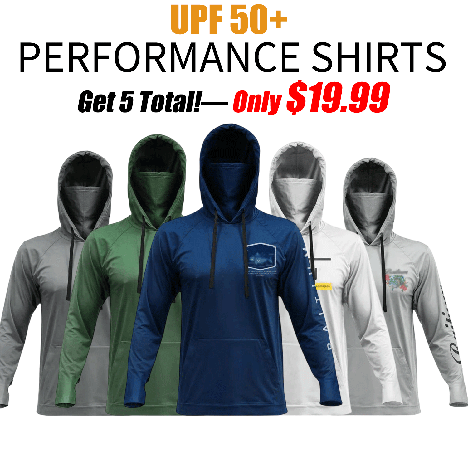 🔥Men’s Hooded UPF 50 Work & Fishing Shirt with Built-In Face Gaiter