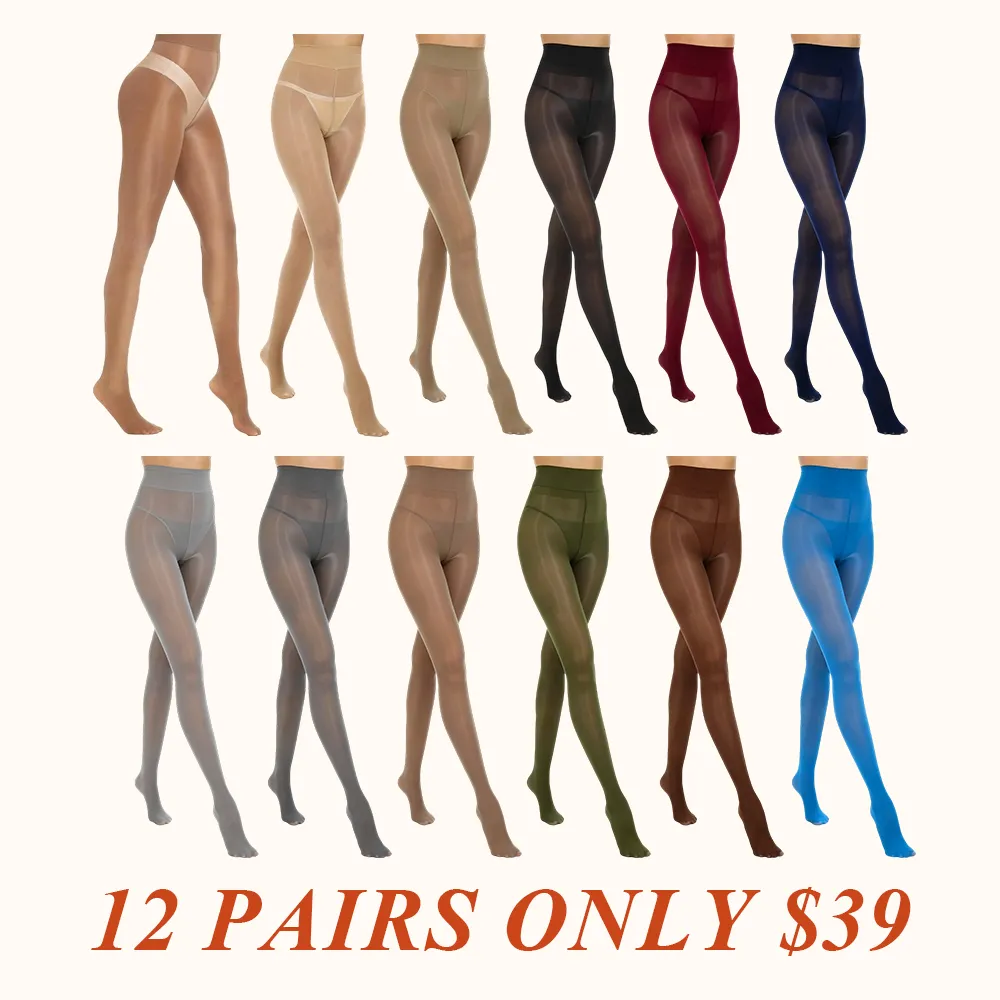 Women's Shiny Sheer Tights High Waist Silk Comfort Stockings Oil Shimmery Nylons Pantyhose Silky Spandex Elastic Dressy Legwear