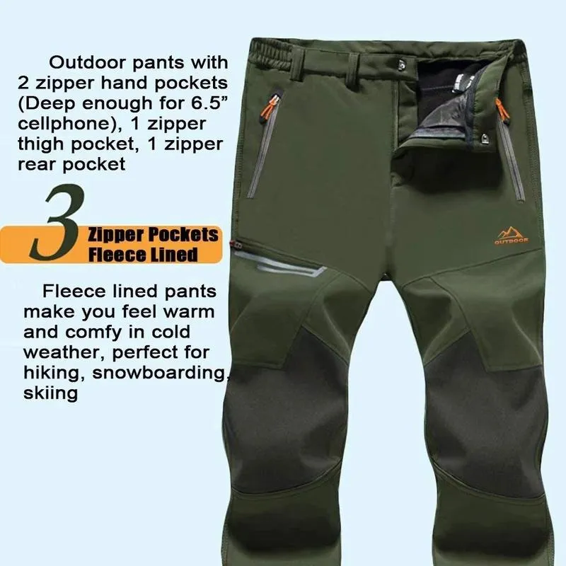 Men's winter fleece-lined ski pants