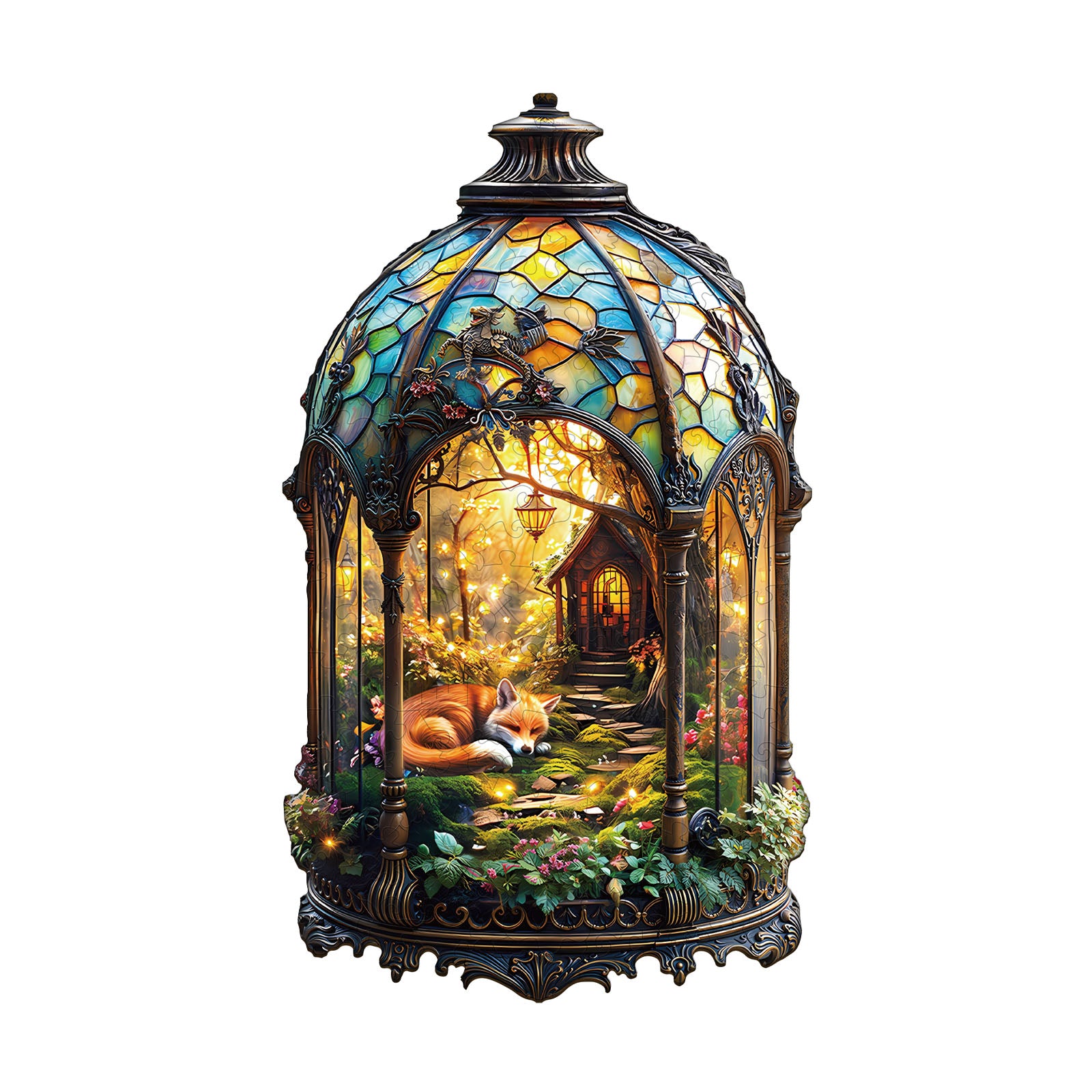 Lantern Fox  Wooden Jigsaw Puzzle