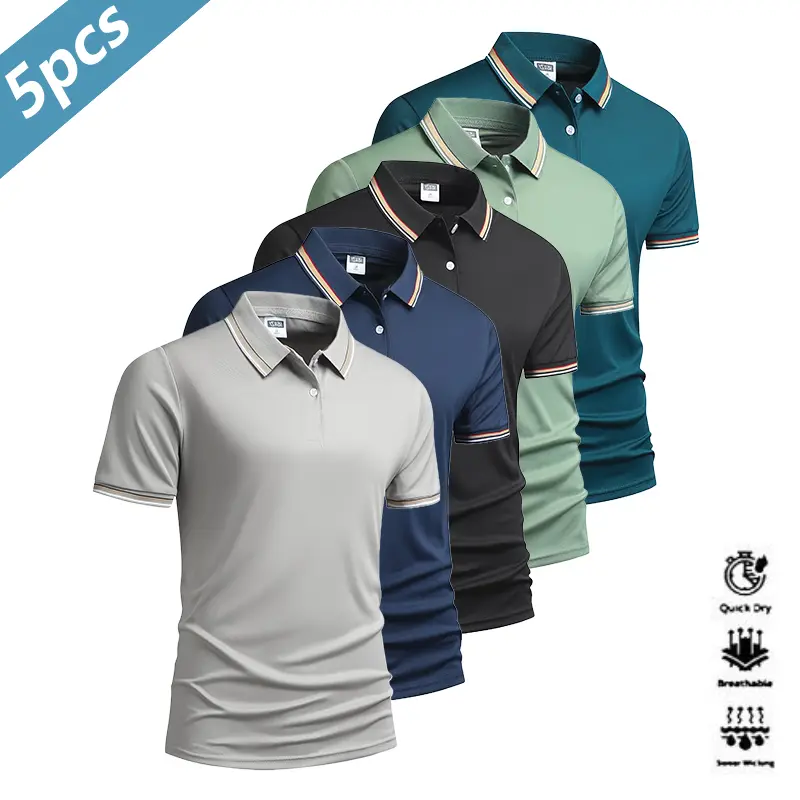 🔥10-pack only $24 🔥Men's Quick Dry Polo Shirt Set