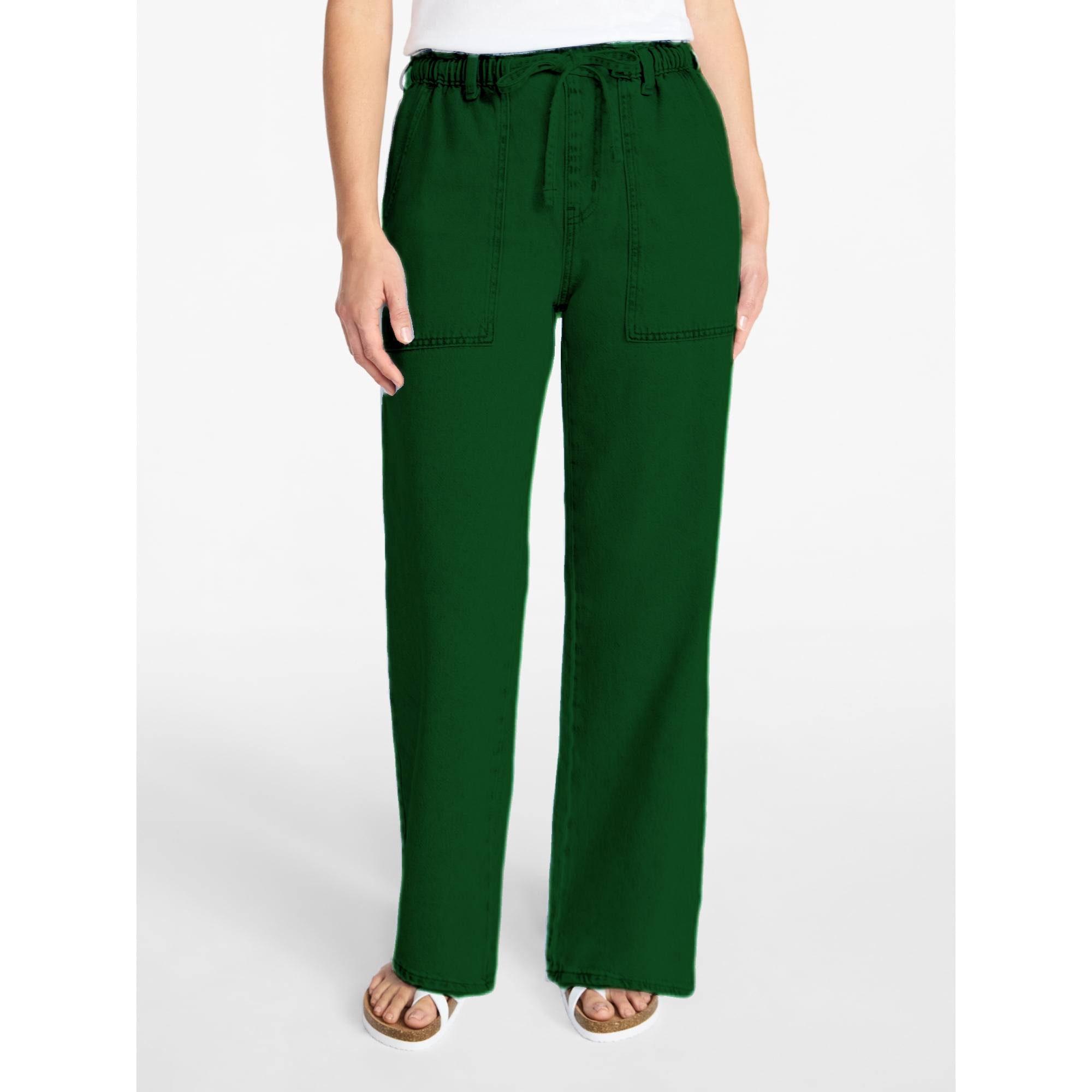 👖Women’s Pull-On Wide Leg Jeans – 30” Inseam Casual Comfort Denim