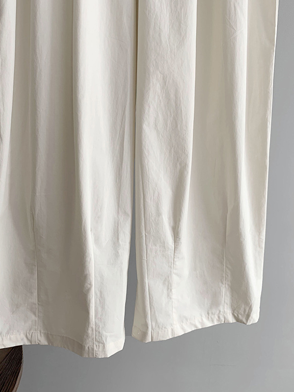 Elasticity Pleated Solid Color Split-Joint High Waisted Loose Trousers Pants